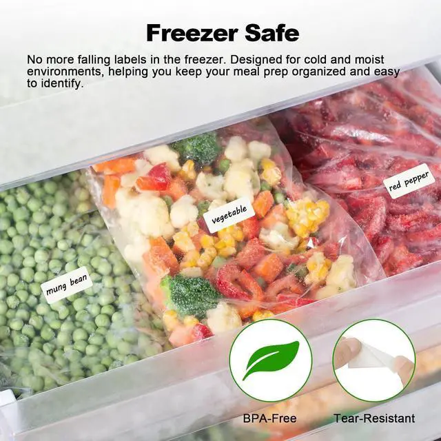 Alt view image 5 of 7 - MaxGear 1000 Removable Freezer Labels 1x2 Inch | Waterproof Oil Resistant Stickers, No Residue for Food Containers, Pantry Jars, Organization Meal Prep, 1 Roll