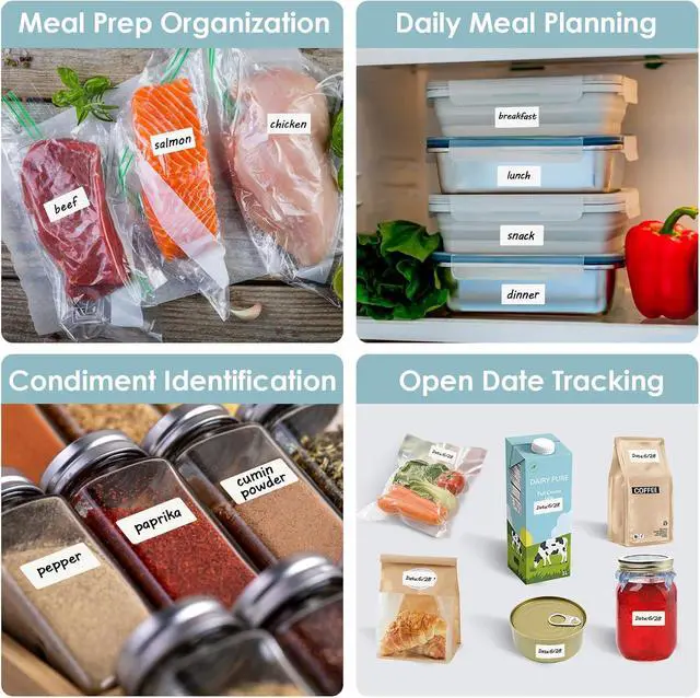 Alt view image 6 of 7 - MaxGear 1000 Removable Freezer Labels 1x2 Inch | Waterproof Oil Resistant Stickers, No Residue for Food Containers, Pantry Jars, Organization Meal Prep, 1 Roll