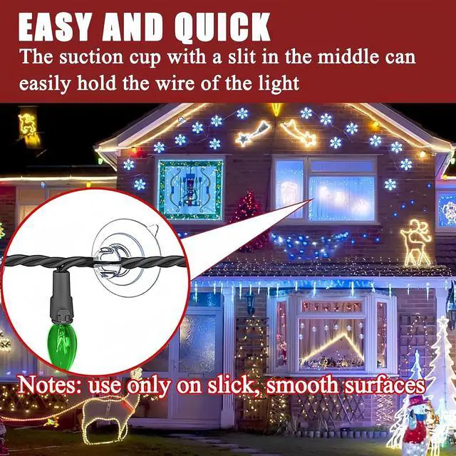Alt view image 7 of 7 - 50 Pack Suction Cups for Glass - 1.2''/30mm Small Clear Rubber Suckers for Holiday Christmas Lights String Decoration, Strong Adhesive Suction Cups Holder for Table Window Mirror Bathroom