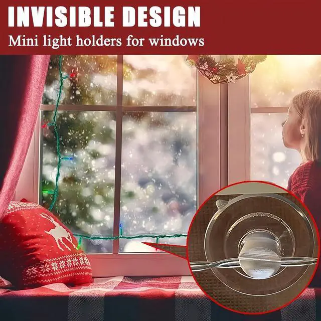 Alt view image 6 of 7 - 50 Pack Suction Cups for Glass - 1.2''/30mm Small Clear Rubber Suckers for Holiday Christmas Lights String Decoration, Strong Adhesive Suction Cups Holder for Table Window Mirror Bathroom