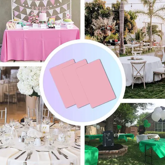 Alt view image 3 of 7 - Childom 3 Pack Pink Plastic Tablecloth for Rectangle Tables 54" x 108" Pink Disposable Table Cloth for Mothers Day Decorations,Plastic Table Cover for Birthday Graduation Party Christmas Anniversary