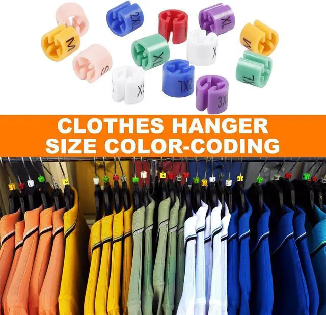 Alt view image 3 of 7 - 150Pcs Clothes Hanger Size Color-Coding Garment Size Markers | Plastic Hangers Size Tags, Fit 3.5mm Rod for Clothing Snap Number Labels Accessories Color Coding, (Blue-2XL)