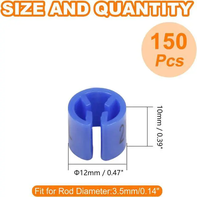 Alt view image 2 of 7 - 150Pcs Clothes Hanger Size Color-Coding Garment Size Markers | Plastic Hangers Size Tags, Fit 3.5mm Rod for Clothing Snap Number Labels Accessories Color Coding, (Blue-2XL)