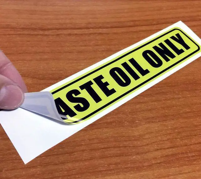 Main image of Outdoor/Indoor (3 Pack) 6.25" X 1.25" - Waste Oil Only - Notice Warning Label Sticker Decal for Fuel Gas Can Car Vehicle Tank - Back Self Adhesive Vinyl