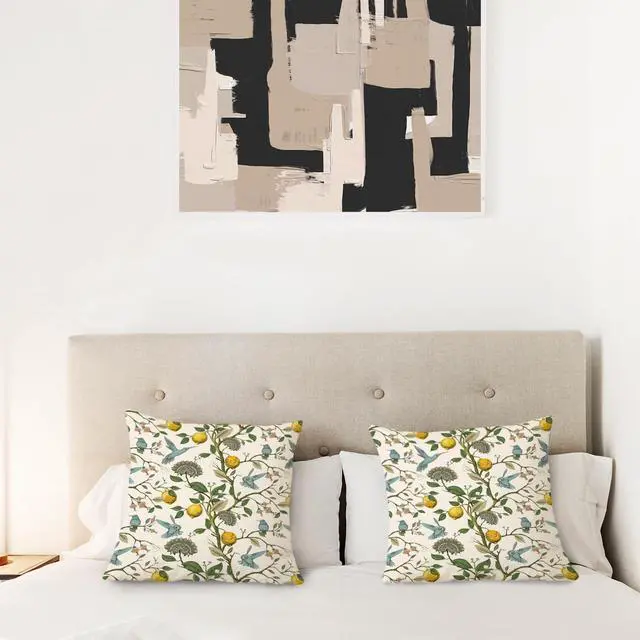 Alt view image 4 of 5 - Chinoiserie Pillow Cover, Hummingbird Lemon Pillow Covers 18x18 Set of 2, Grandmillennial Pillow Cover, Lemon Outdoor Pillows Cover, Gifts for Hummingbird Lovers