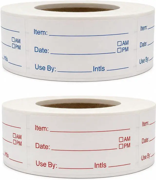 Main image of 1 x 2 Inch Removable Food Labels, Date Label Stickers for Kitchen, 2 Rolls 1000 Pieces Freezer Labels for Food Containers, Waterproof, Oil-Proof, Tear Resistant, No Residue