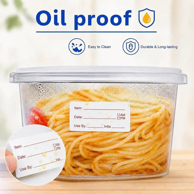 Alt view image 3 of 7 - 1 x 2 Inch Removable Food Labels, Date Label Stickers for Kitchen, 2 Rolls 1000 Pieces Freezer Labels for Food Containers, Waterproof, Oil-Proof, Tear Resistant, No Residue