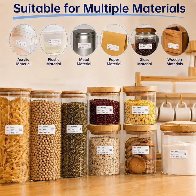 Alt view image 6 of 7 - 1 x 2 Inch Removable Food Labels, Date Label Stickers for Kitchen, 2 Rolls 1000 Pieces Freezer Labels for Food Containers, Waterproof, Oil-Proof, Tear Resistant, No Residue