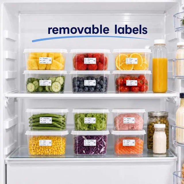 Alt view image 7 of 7 - 1 x 2 Inch Removable Food Labels, Date Label Stickers for Kitchen, 2 Rolls 1000 Pieces Freezer Labels for Food Containers, Waterproof, Oil-Proof, Tear Resistant, No Residue