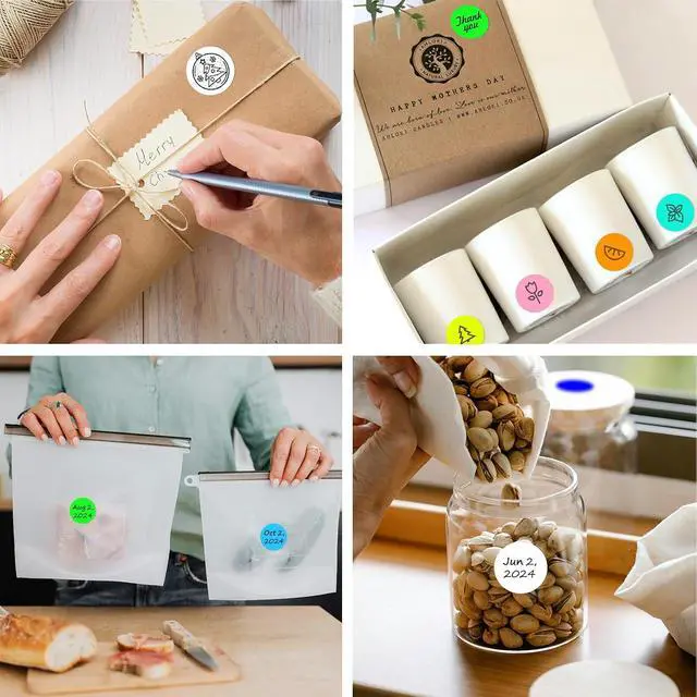 Alt view image 6 of 6 - 1 Inch Round Thermal Sticker Labels,Color Dot Stickers,Label Stickers,Waterproof,Oil Proof,for Thermal Printers,DIY,Office,Retail,Home and Warehouse Organization(White,1000 Pcs)