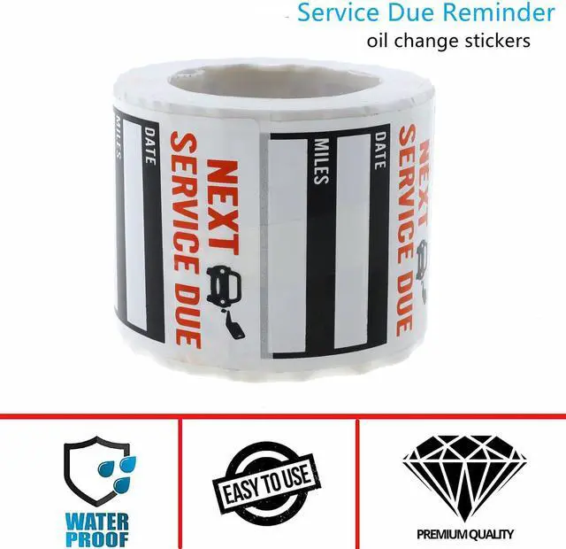 Alt view image 2 of 6 - Oil Change Service Reminder Stickers - 300 Pcs 2x2 Black, Next Service Due Roll, Removable Vinyl Peel & Write, No Residue Car Sticker (1)