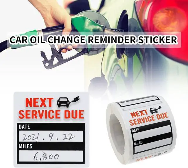 Alt view image 4 of 6 - Oil Change Service Reminder Stickers - 300 Pcs 2x2 Black, Next Service Due Roll, Removable Vinyl Peel & Write, No Residue Car Sticker (1)