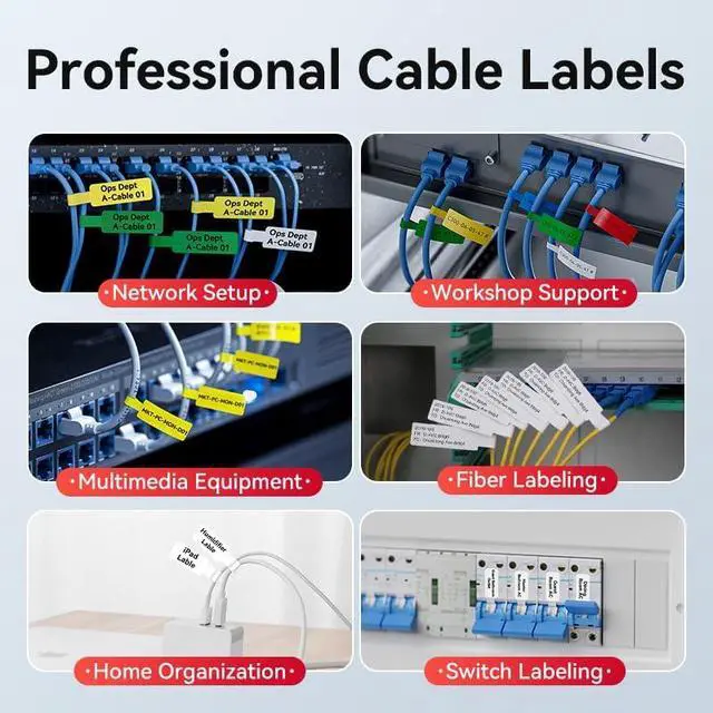 Alt view image 3 of 7 - NIIMBOT Cable Label for B1/B21/B2 Label Printer, Waterproof, Oil-Proof Cable Tags(1'' x 3''),1 Roll of 100 Thermal Sticker Labels (White)