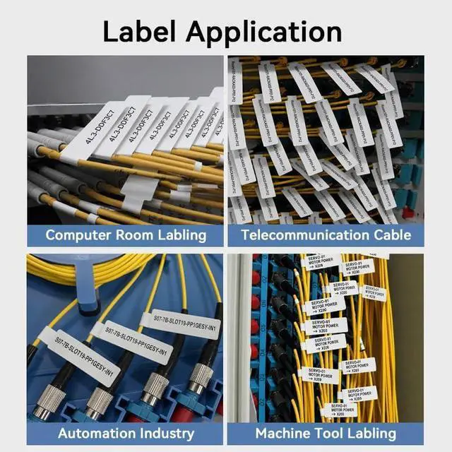 Alt view image 4 of 7 - NIIMBOT Cable Label for B1/B21/B2 Label Printer, Waterproof, Oil-Proof Cable Tags(1'' x 3''),1 Roll of 100 Thermal Sticker Labels (White)