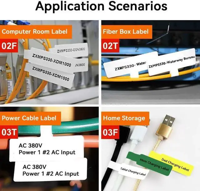 Alt view image 6 of 7 - NIIMBOT Cable Label for B1/B21/B2 Label Printer, Waterproof, Oil-Proof Cable Tags(1'' x 3''),1 Roll of 100 Thermal Sticker Labels (White)