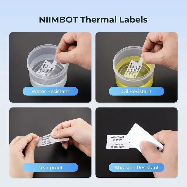Alt view image 7 of 7 - NIIMBOT Cable Label for B1/B21/B2 Label Printer, Waterproof, Oil-Proof Cable Tags(1'' x 3''),1 Roll of 100 Thermal Sticker Labels (White)