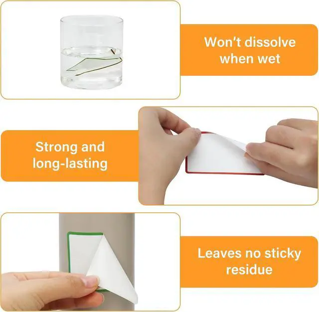 Alt view image 5 of 7 - 300 Pcs 2×3 Inch Blank Removable Freezer Labels, Waterproof, Oil & Tear Resistant, No Residue Writable Stickers for Food Containers, Jars, Pantry and Meal Prep (Bright)