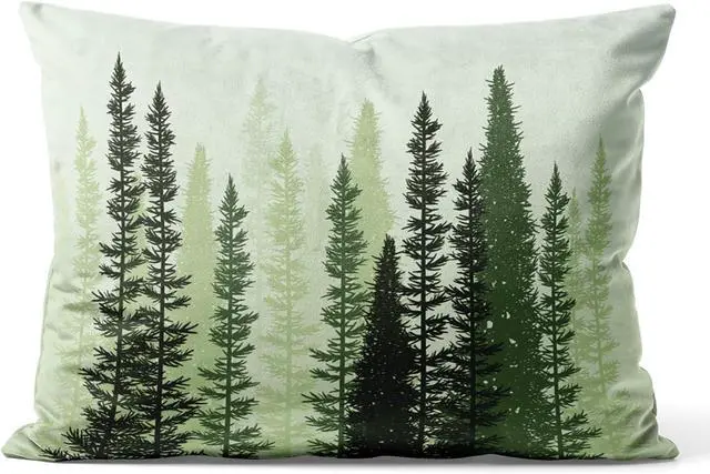 Main image of Healbrighting Pillow Cases Forest Green Summer Woods Evergreen Coniferous Trees Home Decorative Pillowcase Standard 20 x 26 Inch One Side Pattern Throw Pillow Covers