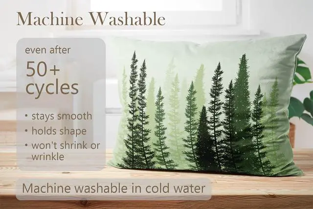 Alt view image 4 of 7 - Healbrighting Pillow Cases Forest Green Summer Woods Evergreen Coniferous Trees Home Decorative Pillowcase Standard 20 x 26 Inch One Side Pattern Throw Pillow Covers
