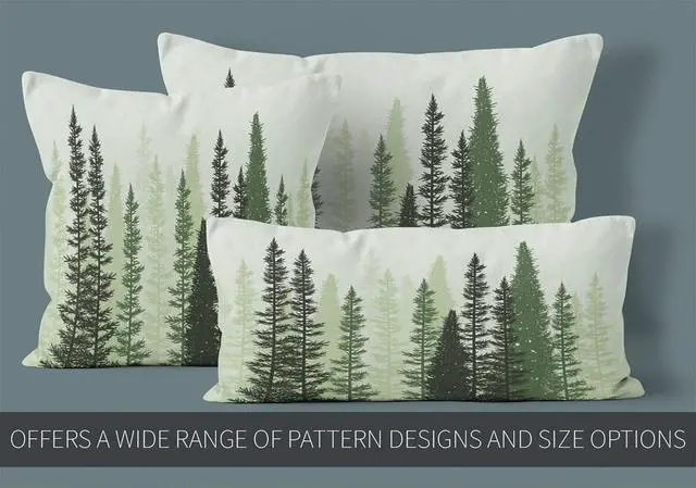 Alt view image 7 of 7 - Healbrighting Pillow Cases Forest Green Summer Woods Evergreen Coniferous Trees Home Decorative Pillowcase Standard 20 x 26 Inch One Side Pattern Throw Pillow Covers