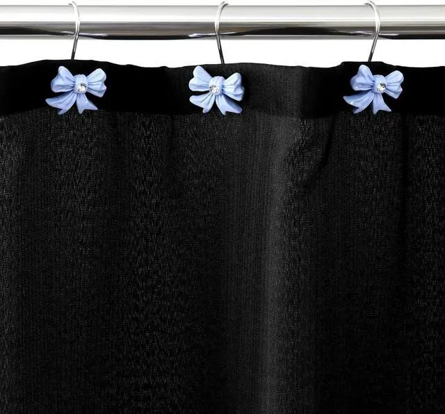 Alt view image 7 of 7 - Blue Bow Shower Curtain Hooks: Decorative Bathroom Curtain Rings, 12Pcs | Cute Rustproof Hangers for Valentine & Xmas Holiday Bathroom Decor, Chic Coquette Accessories & Housewarming Gift for Girls