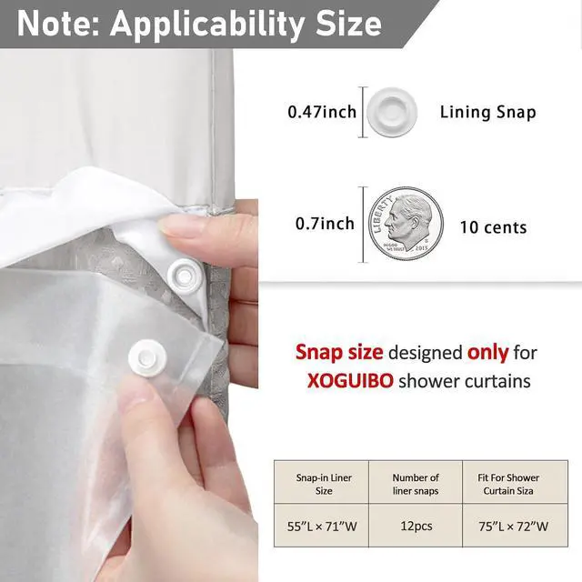 Alt view image 2 of 6 - No Hook Shower Curtain Snap-in PEVA Replacement Liner 71" W x 55" L