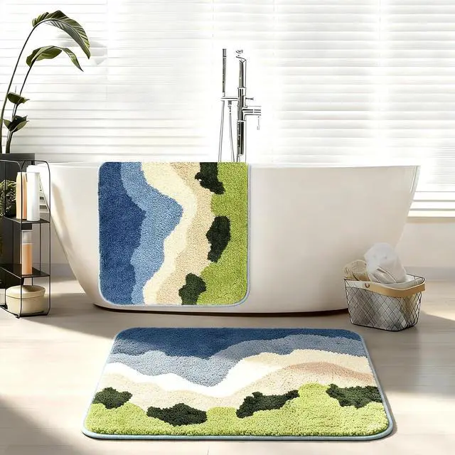 Alt view image 6 of 6 - 24"x 16" Absorbent Non Slip Microfiber Bath Mat, Machine Washable,Bench | Soft Bath Rugs for Bathroom Floor, Shower, Tub, Vanity