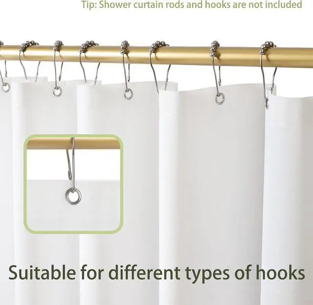 Alt view image 2 of 6 - Shower Curtain Liner, 72" x 72", Waterproof, Transparent, PEVA, Non-Toxic, Odorless, Rust-Proof Metal Rings, 5 G White