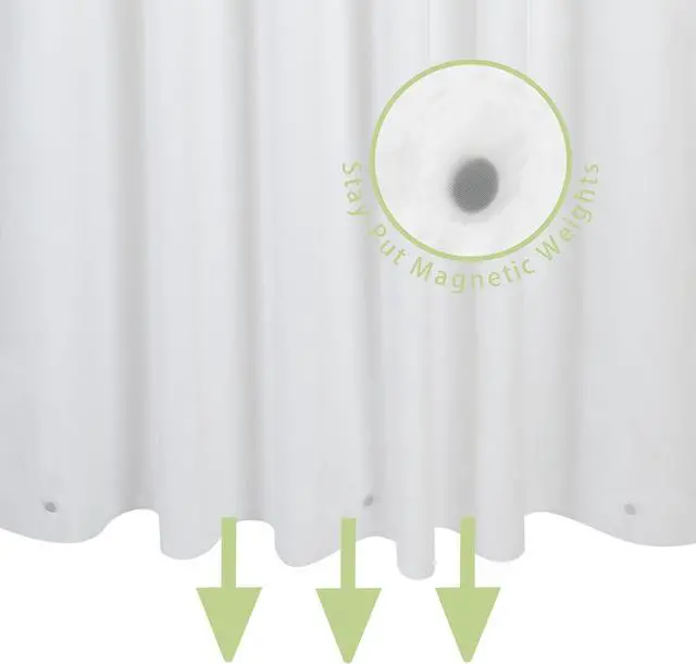 Alt view image 5 of 6 - Shower Curtain Liner, 72" x 72", Waterproof, Transparent, PEVA, Non-Toxic, Odorless, Rust-Proof Metal Rings, 5 G White