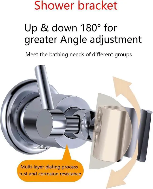 Alt view image 4 of 7 - 1pcs All Metal Shower Head Holder,180° Adjustable Shower Wand Holder with Handle,Handheld Shower Head BracketShower Head Holder Wall Mount with mounting Screws and Screwdrivers