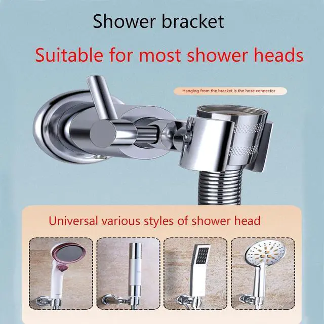 Alt view image 7 of 7 - 1pcs All Metal Shower Head Holder,180° Adjustable Shower Wand Holder with Handle,Handheld Shower Head BracketShower Head Holder Wall Mount with mounting Screws and Screwdrivers