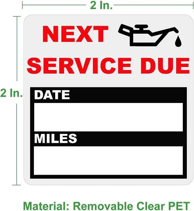 Alt view image 2 of 7 - Oil Change Stickers Clear, 2 x 2 Inches, Removable 200 Count | Auto Maintenance Reminder Label, Roll with Perforation Line, Next Service Due Sticker for Car Vehicle Windshield