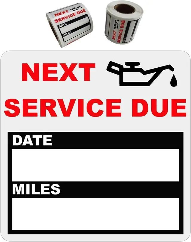 Main image of Oil Change Stickers Clear, 2 x 2 Inches, Removable 200 Count | Auto Maintenance Reminder Label, Roll with Perforation Line, Next Service Due Sticker for Car Vehicle Windshield