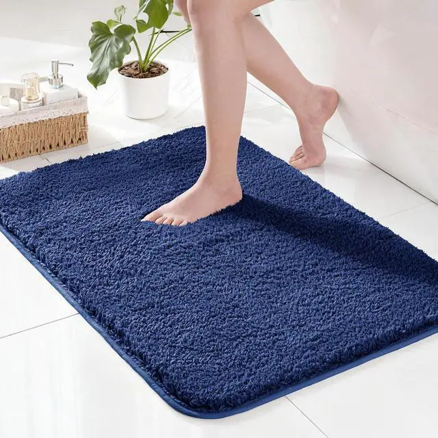 Main image of Exclusivo Mezcla Bathroom Rugs Mats 17x24, Navy Blue | Extra Soft Non Slip Absorbent Microfiber Bath Rug, Machine Washable Quick Dry Bath Mat for Bathroom Floor Tub and Shower