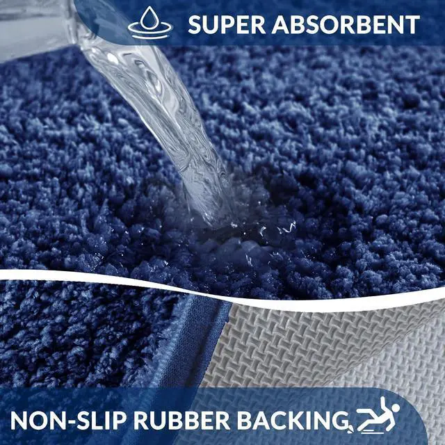 Alt view image 3 of 7 - Exclusivo Mezcla Bathroom Rugs Mats 17x24, Navy Blue | Extra Soft Non Slip Absorbent Microfiber Bath Rug, Machine Washable Quick Dry Bath Mat for Bathroom Floor Tub and Shower