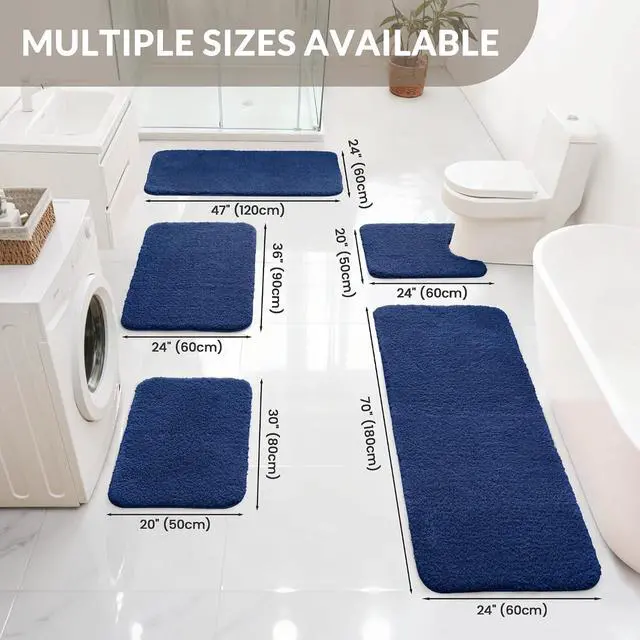 Alt view image 2 of 7 - Exclusivo Mezcla Bathroom Rugs Mats 17x24, Navy Blue | Extra Soft Non Slip Absorbent Microfiber Bath Rug, Machine Washable Quick Dry Bath Mat for Bathroom Floor Tub and Shower