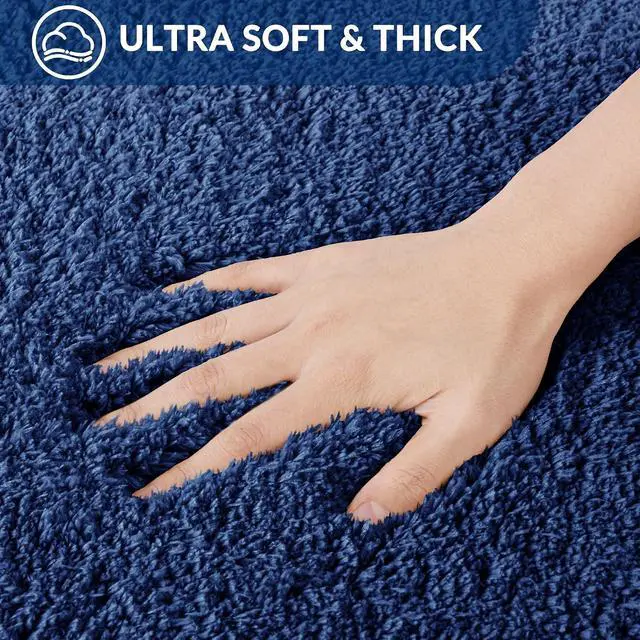 Alt view image 4 of 7 - Exclusivo Mezcla Bathroom Rugs Mats 17x24, Navy Blue | Extra Soft Non Slip Absorbent Microfiber Bath Rug, Machine Washable Quick Dry Bath Mat for Bathroom Floor Tub and Shower