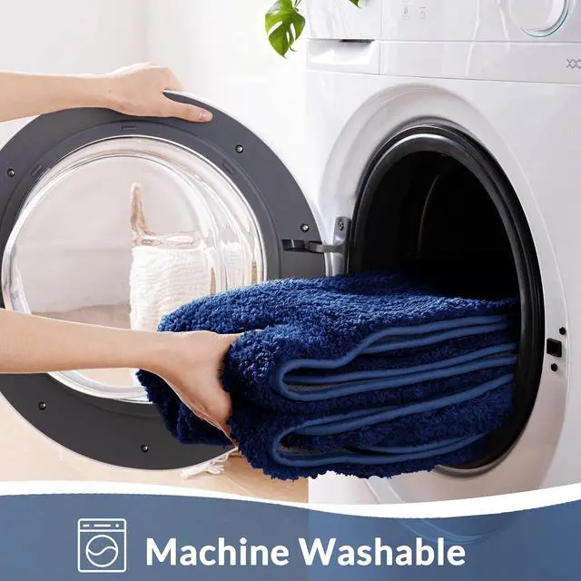 Alt view image 6 of 7 - Exclusivo Mezcla Bathroom Rugs Mats 17x24, Navy Blue | Extra Soft Non Slip Absorbent Microfiber Bath Rug, Machine Washable Quick Dry Bath Mat for Bathroom Floor Tub and Shower