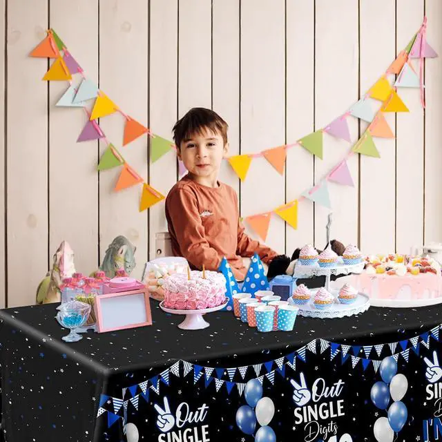 Alt view image 3 of 6 - 10th Birthday Decorations for Boys,3pcs Double Digits Birthday Boy Tablecloths 10 Year Old Birth-Day Decorations Plastic Table Cover for Boys Birth-Day Party