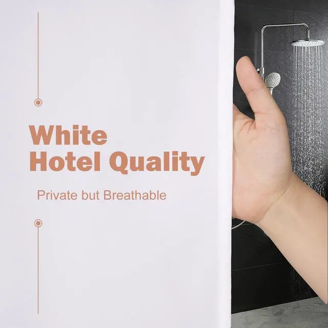 Alt view image 3 of 7 - UFRIDAY White Fabric Half Size Stall Shower Curtain Liner 36 x 72 inches with 6 Hooks,Washable Fabric Shower Curtain for Bathroom Water Resistant 36 inch Shower Liner Hotel Quality Bathroom Curtains