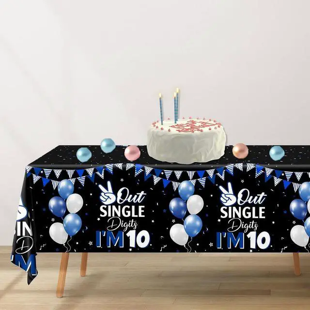 Alt view image 5 of 6 - 10th Birthday Decorations for Boys,3pcs Double Digits Birthday Boy Tablecloths 10 Year Old Birth-Day Decorations Plastic Table Cover for Boys Birth-Day Party