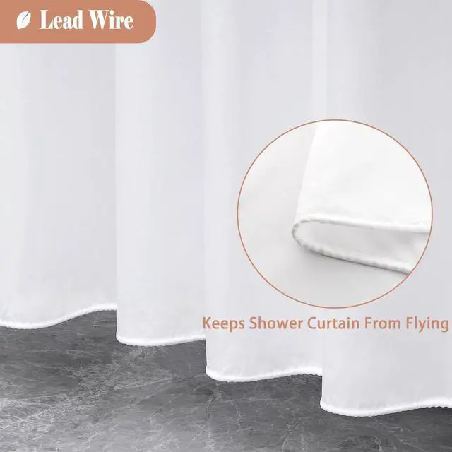 Alt view image 4 of 7 - UFRIDAY White Fabric Half Size Stall Shower Curtain Liner 36 x 72 inches with 6 Hooks,Washable Fabric Shower Curtain for Bathroom Water Resistant 36 inch Shower Liner Hotel Quality Bathroom Curtains