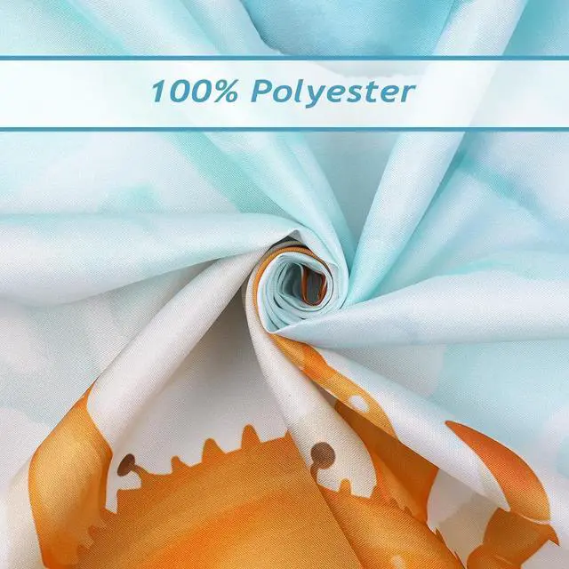 Alt view image 5 of 7 - Bonhause Beach Shower Curtain Teal Blue Ocean Waves Coastal Bathroom Decor, 72x72 Inch Waterproof Polyester Fabric with 12 Hooks Included