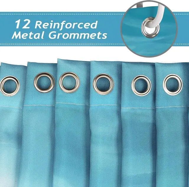 Alt view image 4 of 7 - Bonhause Beach Shower Curtain Teal Blue Ocean Waves Coastal Bathroom Decor, 72x72 Inch Waterproof Polyester Fabric with 12 Hooks Included