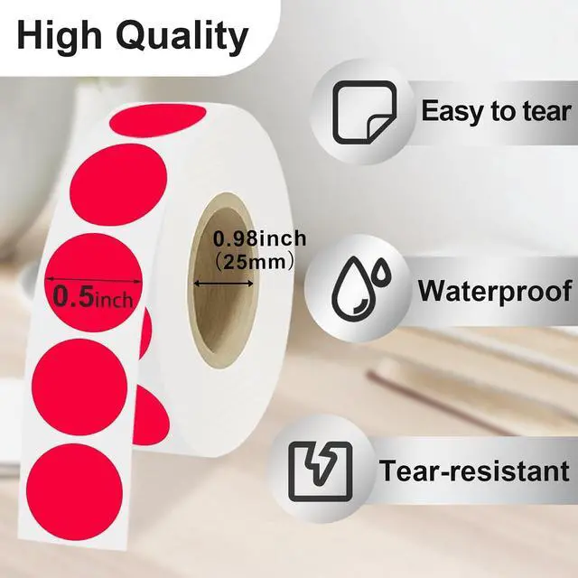 Alt view image 2 of 7 - 1/2 Inch Dot Stickers,0.5 Inch Removable Round Sticker Labels,Waterproof,Oil Proof,Easy to Apply,for Preschoolers,Crafts, Small Retail Stores,Offices,Garages,Yard Sales (Red,1000 Pcs)