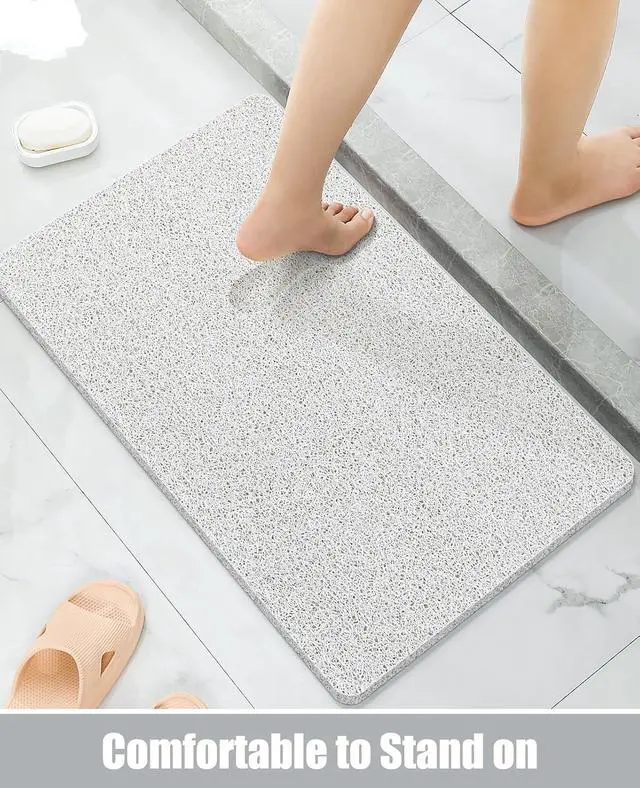 Alt view image 2 of 7 - OTHWAY Shower Mat Non Slip Without Suction Cups, Quick Drying Bathtub Mat Non Slip for Shower Bathroom, PVC Loofah Shower Mat for Wet Areas (White)