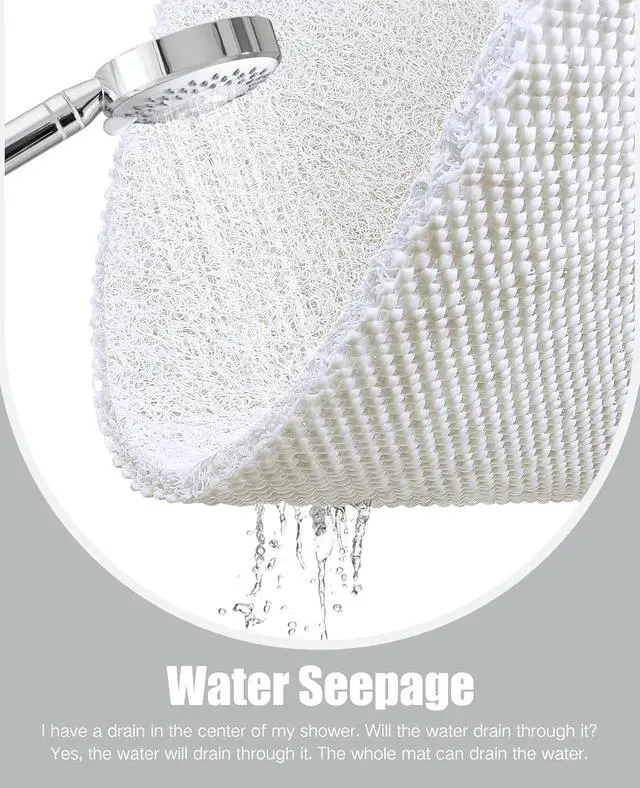 Alt view image 3 of 7 - OTHWAY Shower Mat Non Slip Without Suction Cups, Quick Drying Bathtub Mat Non Slip for Shower Bathroom, PVC Loofah Shower Mat for Wet Areas (White)