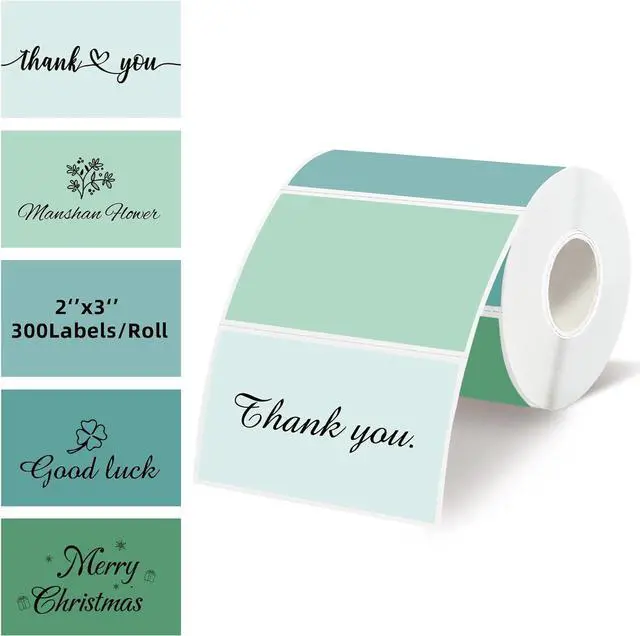 Main image of 3" x 2" Green Thermal Label,Self-Adhesive Rectangle Thermal Sticker Labels for Logo Design,Name/Price Tag,Thanks Card,Address,QR Code