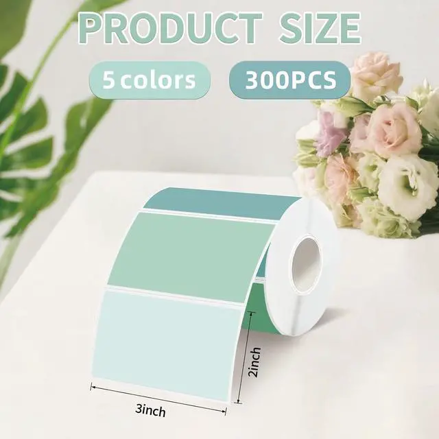 Alt view image 2 of 7 - 3" x 2" Green Thermal Label,Self-Adhesive Rectangle Thermal Sticker Labels for Logo Design,Name/Price Tag,Thanks Card,Address,QR Code