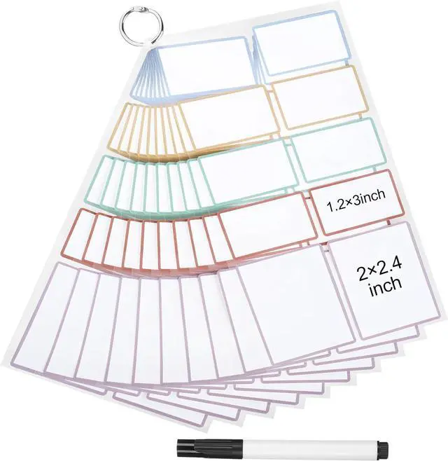 Main image of Dry Erase Sticker Labels 60Pcs Reusable Dry Erase Notes Storage Bins Labels | Waterproof and Oil-Proof Removable Stickers for Food Containers Kitchen Classroom, 1.2In ×3In 2In×2.4In